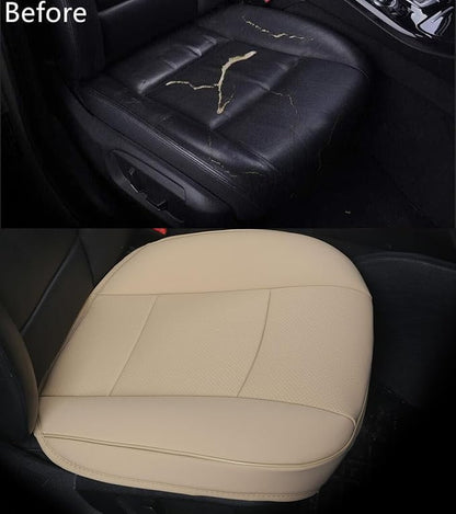 Luxury PU Leather Car Seat Cover Protector Front Car Seat Cover Seat Bottom Cover Single Seat Cover-Compatible with 90% Vehicles (Width 20.8× Deep21 × Thick 0.2 inch) (Beige)