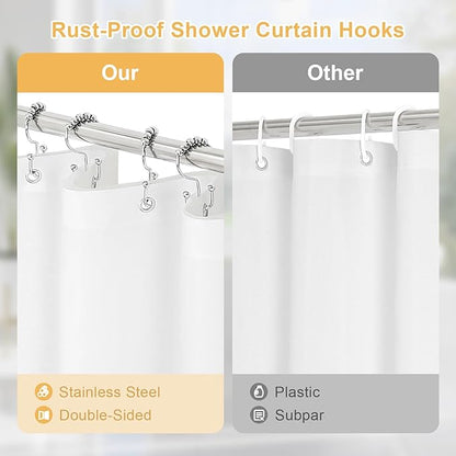Craidlela 3 in 1 Shower Curtain Set, Grey Waffle Shower Curtain and PEVA Liner Set with 12 Stainless Steel Shower Curtain Hooks, Gray Waterproof Fabric Shower Curtains for Bathroom, 72 W x 72 H