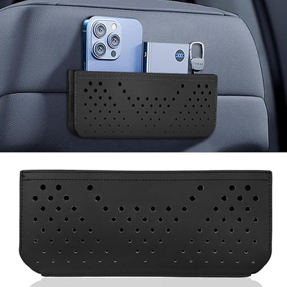 Car Seat Side Pocket Organizer, Multifunctional Mini Console Storage Bag for Phone, Keys, Sunglass, Wallet, PU Leather Tray Pouch Car Organizer Accessories for Seat, Door, Window, Console (Black)