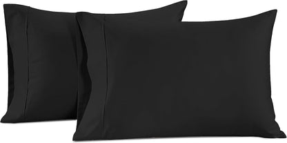 LANE LINEN Pillows Queen Size Set of 2, Soft 100% Egyptian Cotton, Cool & Smooth Pillow Cases - Black