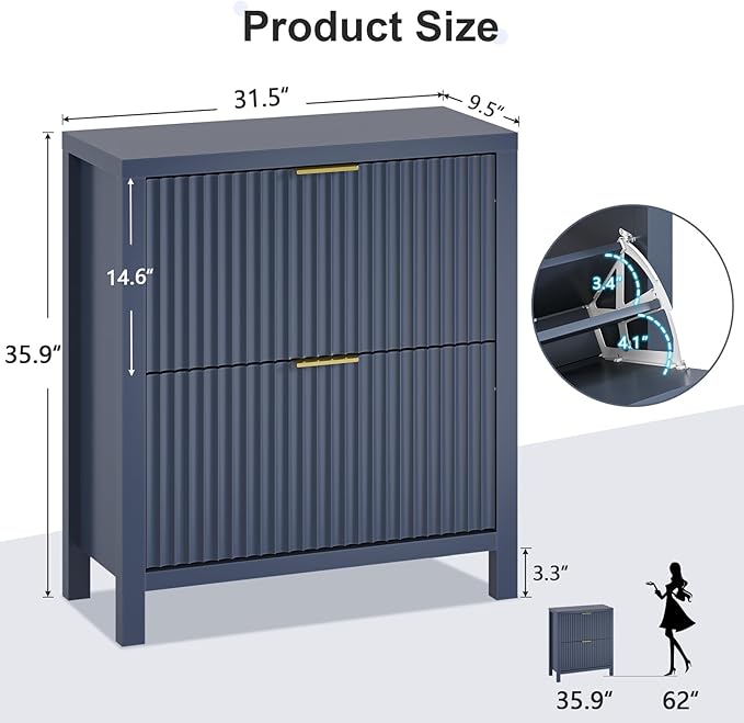 Shoe Cabinet Storage for Entryway, Fluted Shoe Cabinet