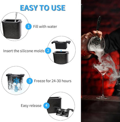 TINANA Clear Ice Ball Maker, 2.5” Crystal Clear Ice Cube Tray Make 2 Large