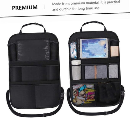 Car Seatback Storage Bag with Tablet Holder, Side Seat Organizer Pouch for, Sturdy Auto Hanging Pocket for Backseat Travel Essentials and Storage