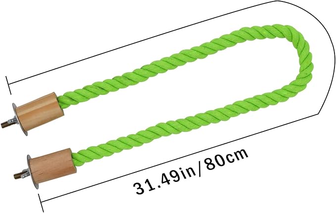 2 Pack Bird Hemp Rope Perch Swing, Bird Cage Stand Pole Accessories, Paw Grinding Standing Climbing Perch for Parrot, Parakeet, Budgies, Lovebirds (31.49 inches/80 cm)