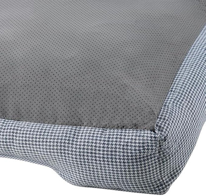 Sam's Pets Arlo Orthopedic Blue Plaid Dog Bed with Soft Fabric, Easy Cleaning, Non-Slip Grip, Modern Design, Large