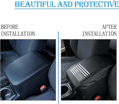 CHEAYAR Leather Car Auto Center Console Armrest Cushion for Toyota Tacoma Accessories 2016-2018 2019 2020 American Flag (Star Flag-Leather)
