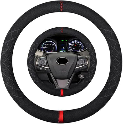 Suede Steering Wheel Cover,Compatible with Toyota Avalon Camry Corolla Highlander RAV4 Land Cruiser Suede Sport Non-Slip Wheel Cover Car Interior Accessories 15 inch for Man and Women