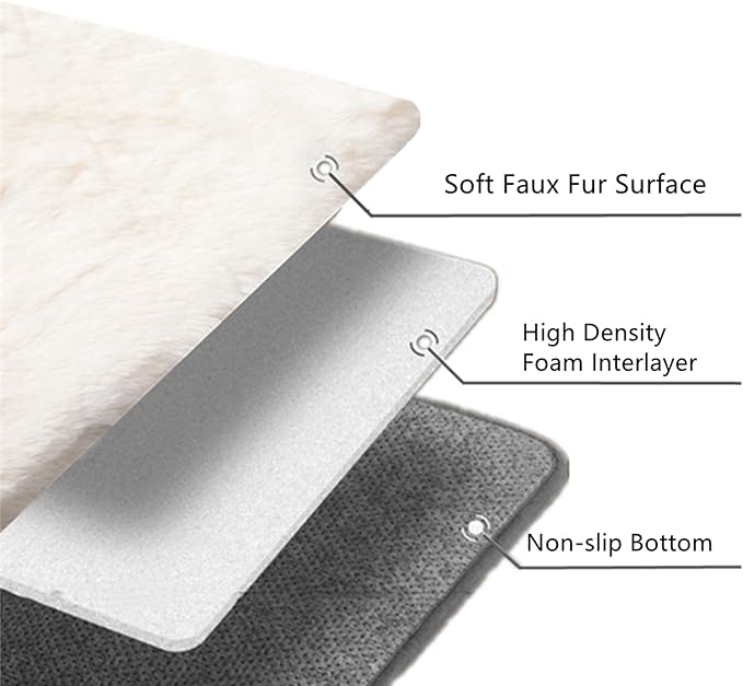 SHENGOCASE 2-Pack 10"x 15.7" Faux Rabbit Fur Cat Dog Bed Cushion Pad Mat, Cat Tree Tower Replacement Cushion for Window Perch Carrier House Cage Crate Kennel