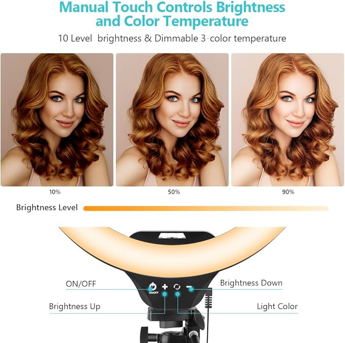 Sensyne 14" Ring Light with Tripod Stand, LED Circle Light with Phone Holder