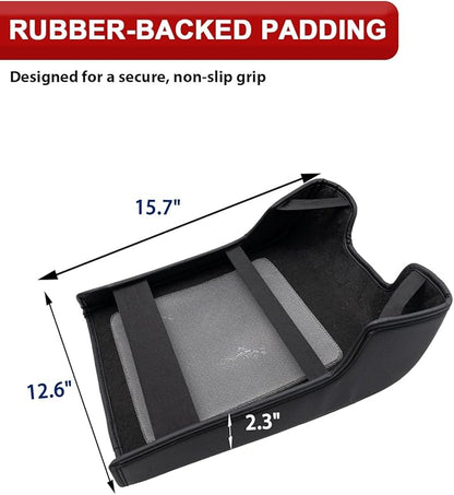 KBH Center Console Armrest Cover for Ford F250 F350 F450 F550 2011-2016, Auto Arm Rest Box Cushion Pad, PU Leather Trim, Anti-Scratch, Black-red Stitch (Fits Bucket Seat Console Only)
