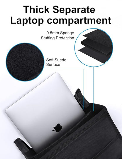 Smof Car Organizer for Front Seat - Hanging Car Seat Storage Organizer for Office/Kids/Truck,Multiple Pockets Car Seat Organizer with Separately Pokect for Laptop, Cup Holde & Travel Accessories
