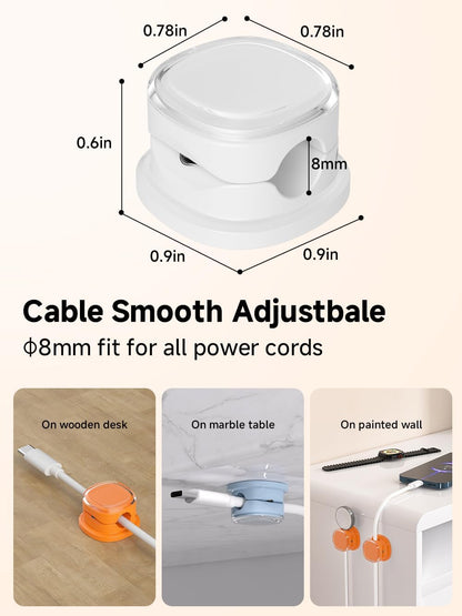 Magnetic Cable Clips, Adjustable Cord Holder Management, Adhesive Wire Keeper Organizer for Home Office Desk Phone PC Car Wall Desktop Nightstand Appliance (9-PCS White_Orange_Blue)