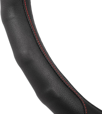 Motor Trend Ergonomic Steering Wheel Cover/Protector for Small Size Steering Wheels in Cars, SUVs, Boats (13.5-14.5") - Grip Drive Pro Comfort Grip (Black/Red Stitching)