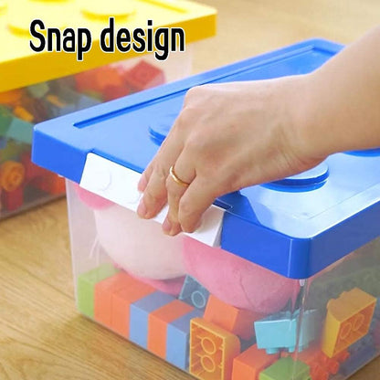 loobuu Plastic Storage Bins with Lids - Stackable Toy Storage Organizer Box Set of 2, Toy Chests with Compatible Building Baseplate and Lid, Storage Container for Building Bricks - Red+Blue