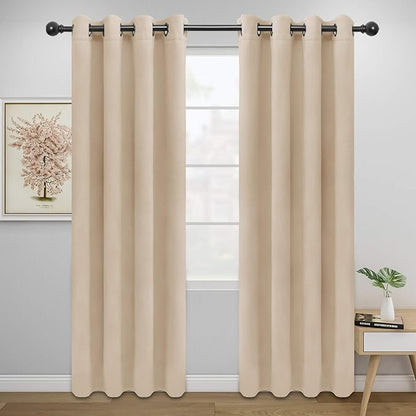 Easy-Going Blackout Curtains for Bedroom, Solid Thermal Insulated Grommet and