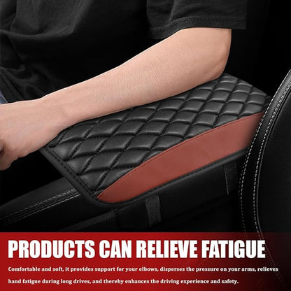 Car Center Console Cushion Pad, Armrest Cover for Car, Leather Waterproof Armrest Seat Box Cover, Auto Accessories Comfortable Arm Rest Box Cushion Pad for Most Vehicles (Coffee)