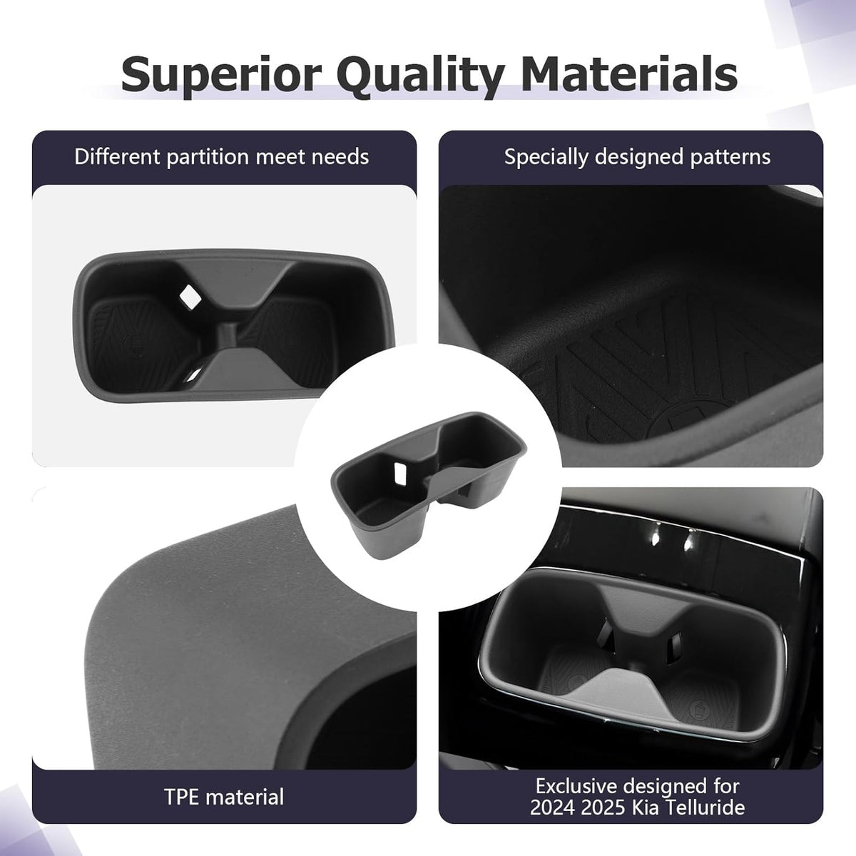 LUWU Cup Holder Compatible with 2024 2025 Kia Telluride Center Console Organizer Drink Holder Replacement for 2025 Kia Telluride Accessories Rear Seat Cup Holder (Compatible with 2024-2025 Telluride)