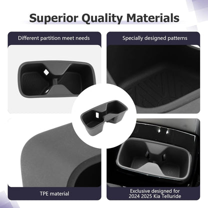 LUWU Cup Holder Compatible with 2024 2025 Kia Telluride Center Console Organizer Drink Holder Replacement for 2025 Kia Telluride Accessories Rear Seat Cup Holder (Compatible with 2024-2025 Telluride)