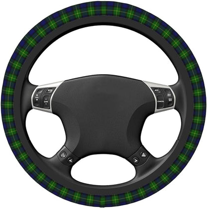 Thickened Elastic Steering Wheel Cover, Gordon Tartan Blue Green Plaid Ultra, Soft, Breathable, Fit for Cars, SUVs, Trucks, Stylish Comfortable Grip