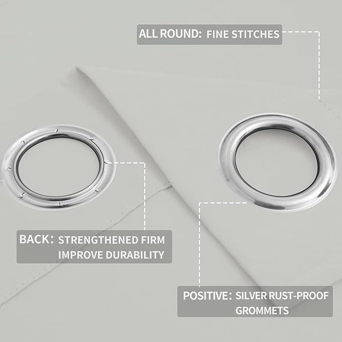 Easy-Going Blackout Curtains for Bedroom, Solid Thermal Insulated Grommet and
