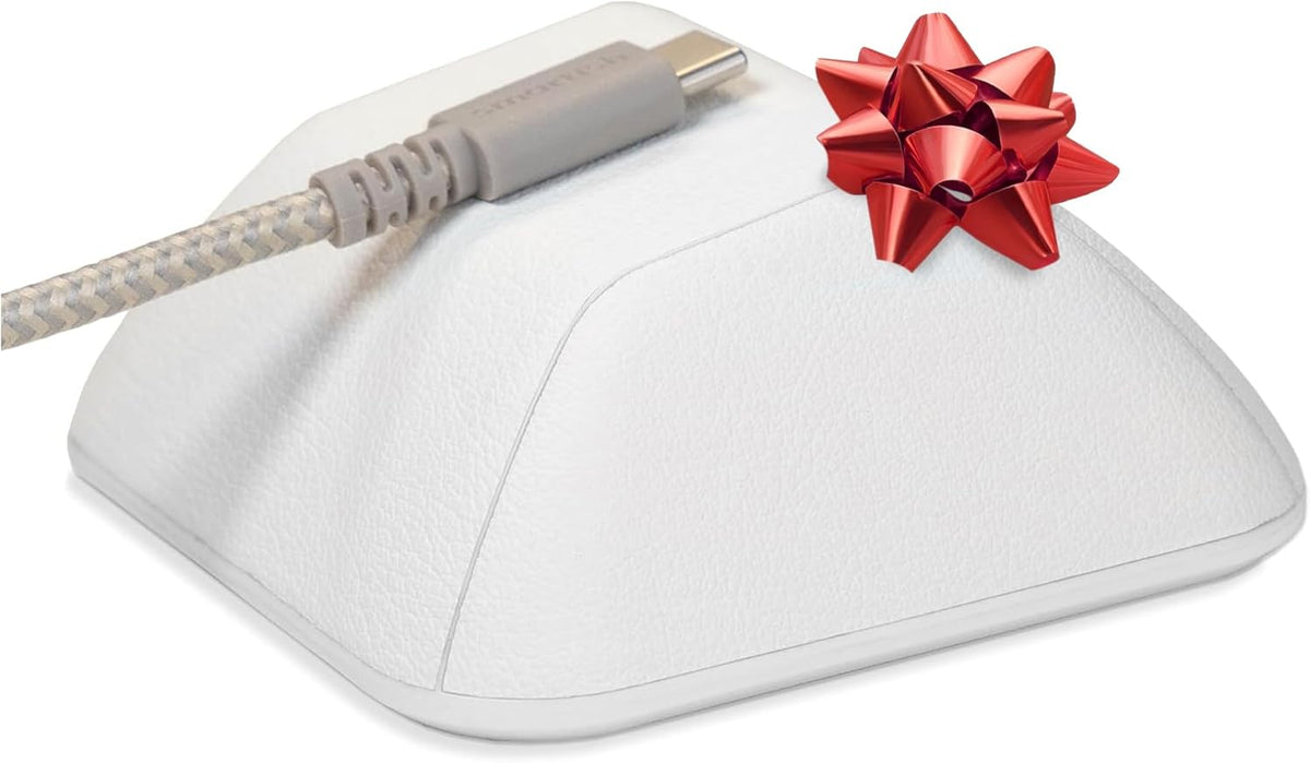 Smartish® Magnetic Cord Holder - Cable Wrangler Organizer Stocking Stuffer with Magnet Clips for Charger Management on Desktop, Nightstand for USB-C + Lightning - Snow Day White