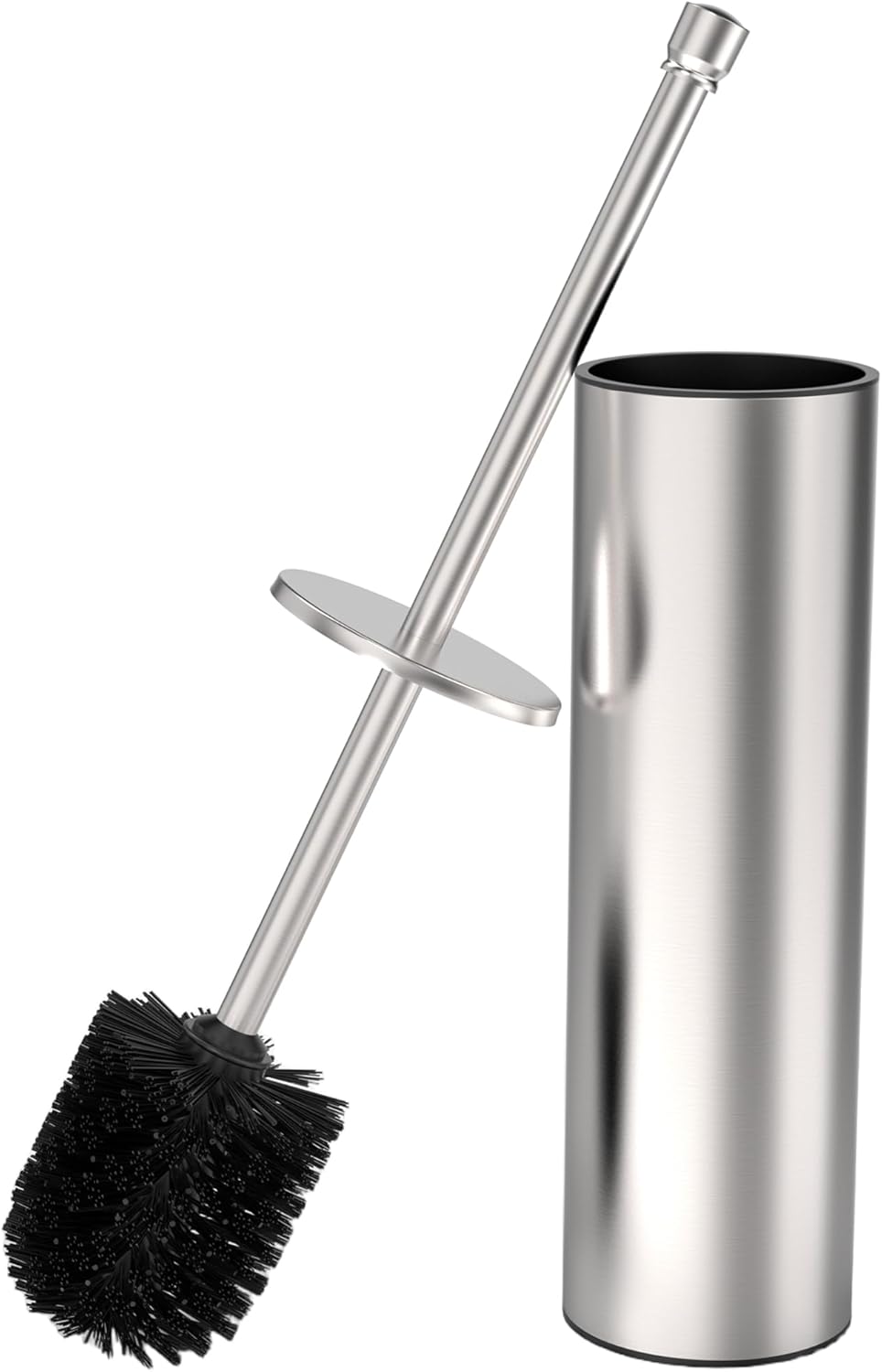 Toilet Brush and Holder Set, Toilet Bowl Brush for Bathroom with Long Handle, Stainless Steel Toilet Cleaner Brush with Durable Scrubbing Bristles,Splash-Proof (Brushed Nickel)