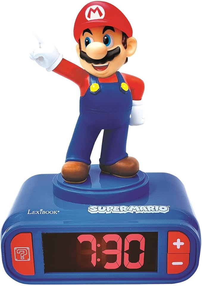 LEXiBOOK, Super Mario, Mario Nightlight Alarm Clock, Sounds and Melodies