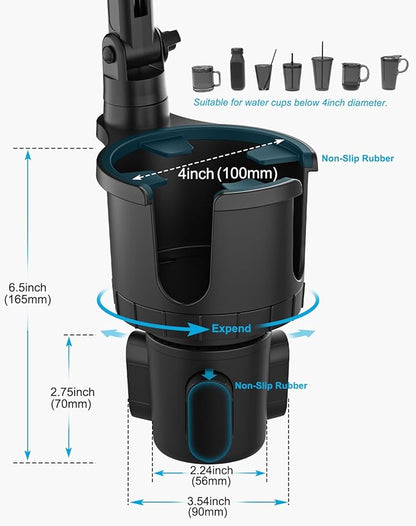for Magsafe Car Mount Cup Holder - [Bottle Friendly] 2-Pack Magnetic Phone Holder for Car Cup Vent with Height Adjustable Arm, for iPhone Air 17 Pro Max 16 15 14 13 12 11, S25, 4.7 to 7" Smartphones