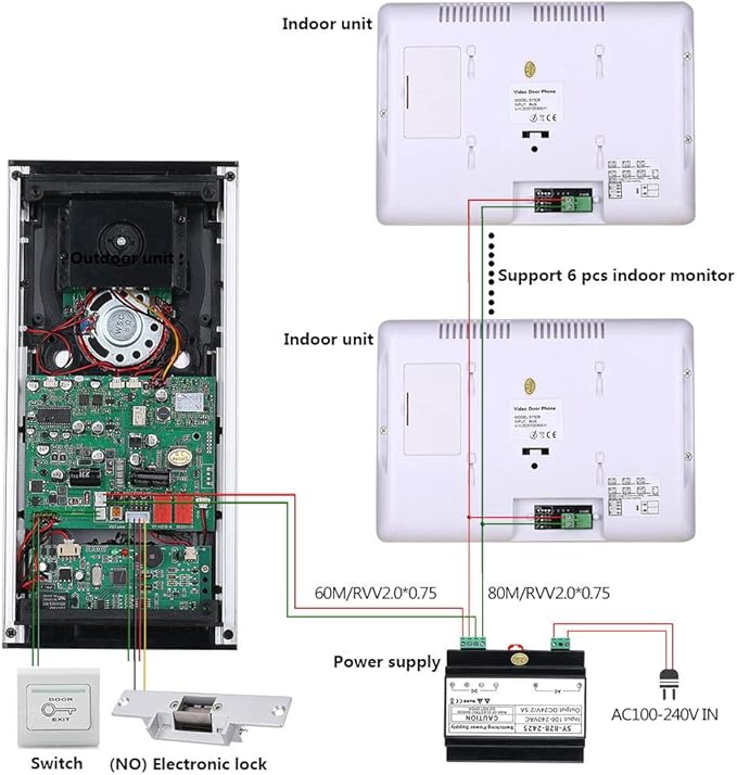 2 Apartment Bus 2 Line Video Doorbell Intercom System 7 Inch Electronic Door