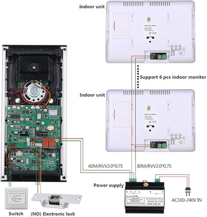 2 Apartment Bus 2 Line Video Doorbell Intercom System 7 Inch Electronic Door