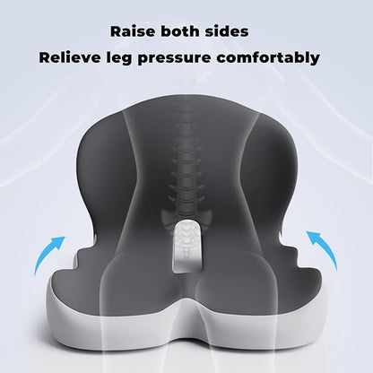 Back and Seat Cushion, Soothe+Cushion,Car Seats with Lumbar Support,Memory Foam Non Slip Skin with Back Support for Office Chair, Car (Dark Gray)
