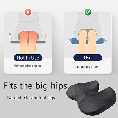 Car Seat Cushion for Long Driving, Ergonomic Memory Foam Seat Cushion, Car Seat Cushion for Back Pain and Lumbar Support Non Slip and Easy Clean for Driving Gaming Chair and Travel C Cool Black