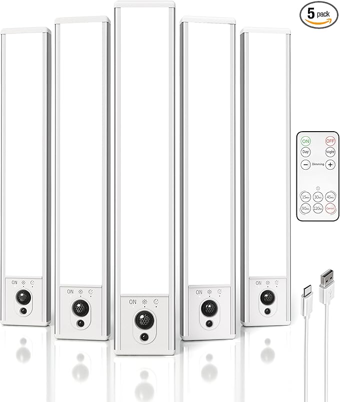 EZVALO 5-Pack Under Cabinet Lighting, 2400mAh Motion Sensor Light, LED Closet