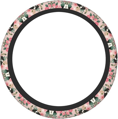 Japanese Chin Dog Universal Fit Steering Wheel Cover for Car, Truck, and SUV, Durable Steering Wheel Protection
