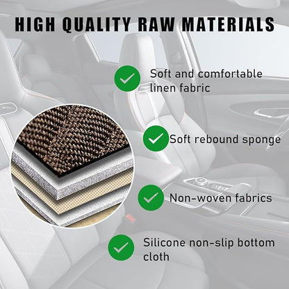 4PCS Car Seat Cover Pad, Breathable Auto Front Seat Bottom Cushion Mat & Seatback Cover, Soft Comfortable Vehicle Full Seat Protector, Universal Truck SUV Car Accessories (Coffee)