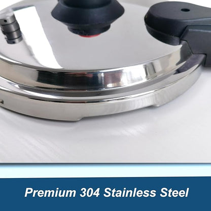 XINFU Heavy Duty 304 Stainless Steel Pressure Cooker 6.3 Quart, Serves 4-6