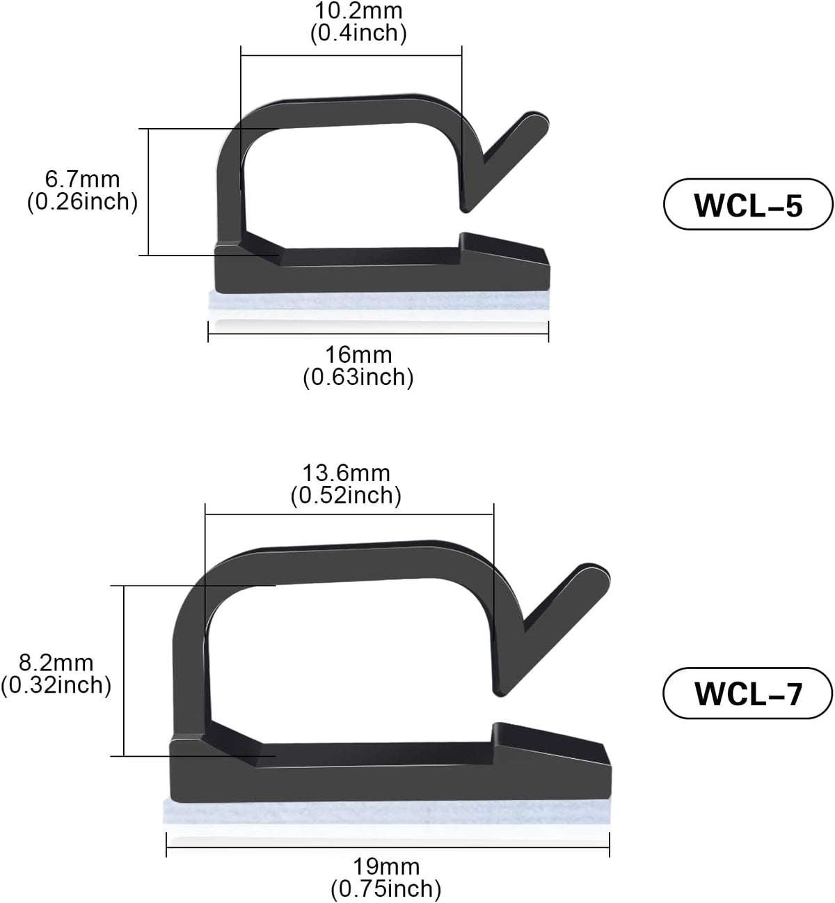 XHF 3/4” Adhesive Cable Wire Clips Black 60pcs, Cable Staples Outdoor Cable Management Wire Organizer Cord Holder for Under Desk, Car, Wall, TV PC Ethernet Cable