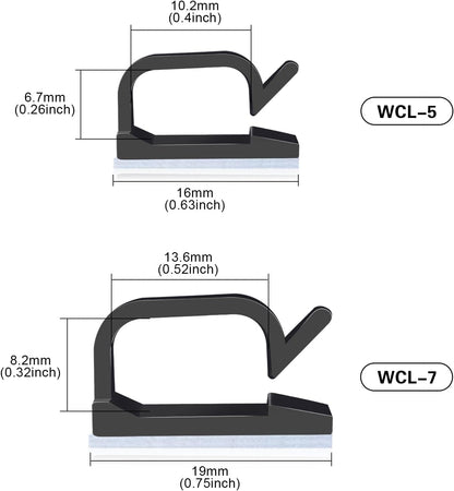 XHF 3/4” Adhesive Cable Wire Clips Black 60pcs, Cable Staples Outdoor Cable Management Wire Organizer Cord Holder for Under Desk, Car, Wall, TV PC Ethernet Cable