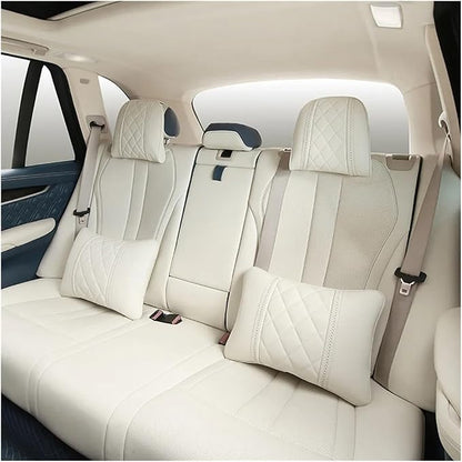 Car seat headrest Leather Car Fit for Seat Rest Cushion Headrest Car Neck Pillow Fit for BMW (Color : Black)