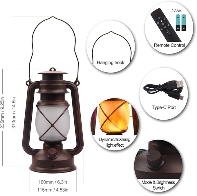 Lantern LED Battery Powered Camping Lamp Outdoor Hanging Rechargeable Lantern