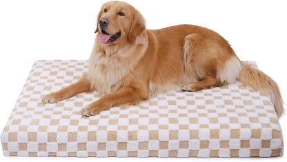 KSIIA Memory Foam Dog Bed Waterproof Dog Beds Orthopedic Crate Pad Supportive Crate Pads Soft Pet Mat for Medium Pet Mats with Removable Washable Cover & Non-Slip Bottom, 36 x 27 Inch, Brown