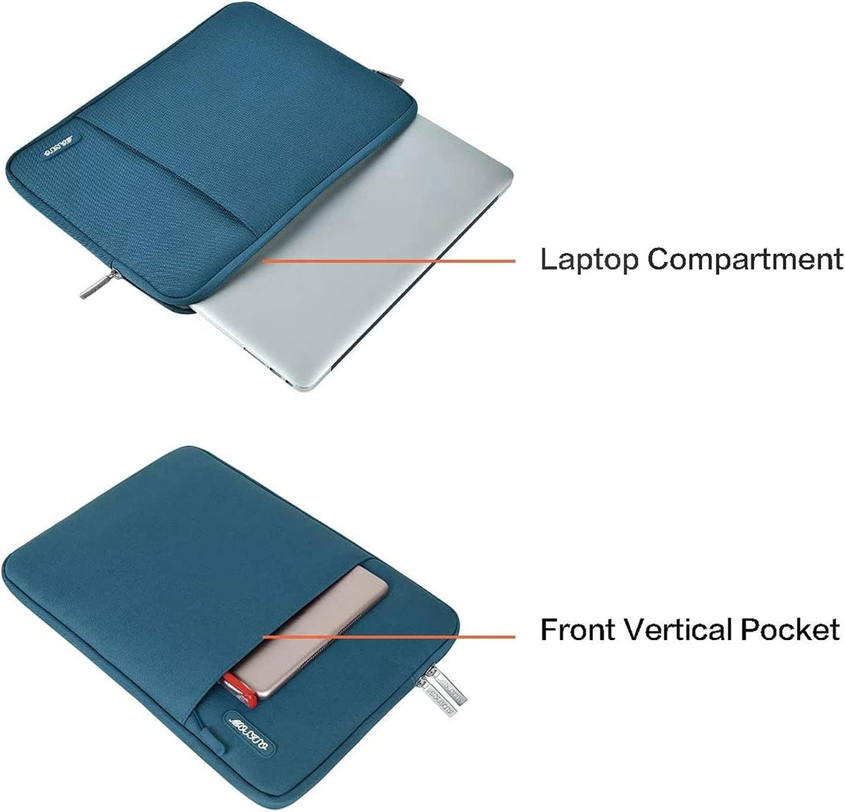 MOSISO Laptop Case 14 inch, 14 inch Laptop Sleeve Compatible with HP Lenovo Dell ASUS Acer, HP Stream, Dell Latitude, Lenovo IdeaPad, Polyester Vertical Computer Sleeve Bag with Pocket, Deep Teal