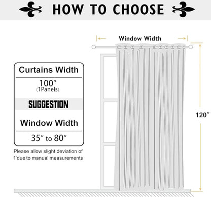 ChrisDowa Room Divider Curtain 120 Inches Long, Wide Blackout Sliding Door