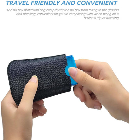 VOFOON Small Pill Organizer 3 Times a Day Daily 2 Pack, Travel Pill Box for Purse Pocket, 3 Compartment Portable Medicine Vitamin Case, Fish Oil Pouch, Supplement Box
