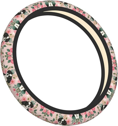Japanese Chin Dog Universal Fit Steering Wheel Cover for Car, Truck, and SUV, Durable Steering Wheel Protection