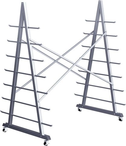 Floor Standing Lumber Horizontal Storage Rack with 7 Tiers, Heavy-Duty Metal Adjustable Arms Pallet Racking, Free Standing Bar Storage Cantilever Rack for Basement, Up to 2500 Lbs
