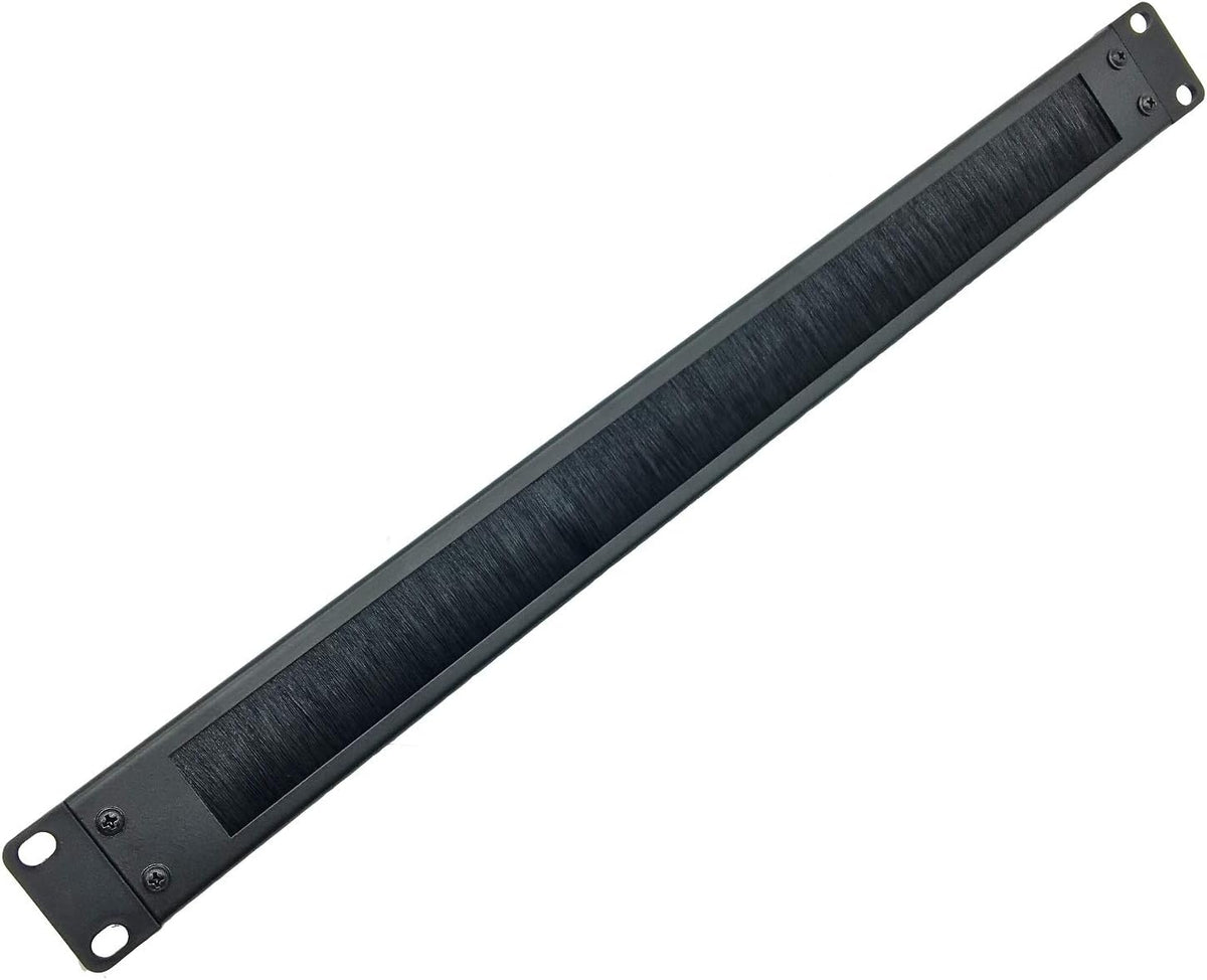 Jingchengmei 1U Disassembled Rack Mount Cable Management Panel with Brush for Cable Entry for 19-Inch Rack or Cabinet Black (BF01UAB2)