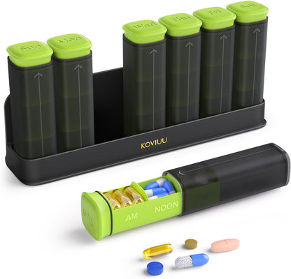 Weekly Pill Organizer 3X a Day, Detachable Pill Box 7 Day, Large 3 Times Daily Pill Case, Travel Pill Container Holder, Week Medication Dispenser Pillbox for Vitamin Supplement Medicine, Green