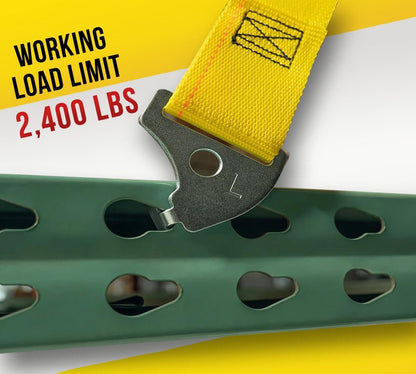 Mytee Products 8 Pack 2"x122.5" Pallet Rack Safety Straps for 10 ft Pallet Bays - 2400 lbs Breaking Strength Rack Safety Straps for Holding Pallets in Place - Warehouse Storage Shelving Accessories