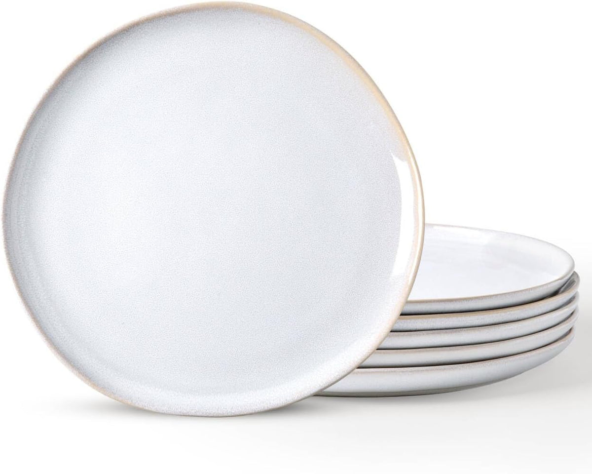 AmorArc Ceramic Plates Set of 6, 8.5 Inch Handmade Reactive Glaze Stoneware Plates set for Dessert, Salad, Appetizer, Small Dinner Plates, Microwave & Dishwasher Safe, Scratch Resistant